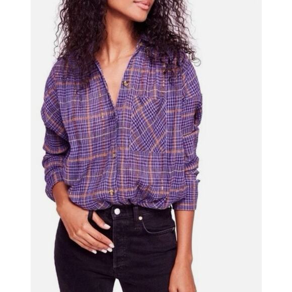 Free People Break My Stride Plaid Shirt - Size Small - Picture 1 of 6